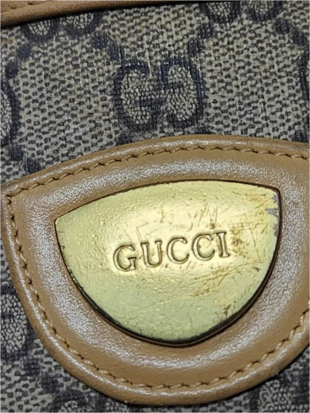 Authentic GUCCI Vintage Monogram Canvas Mini Drawstring Bucket Bag Brown/Beige - Picture 5 of 13